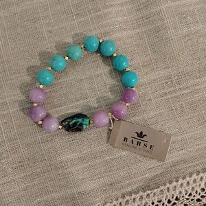 Barse Turquoise and Purple Beaded Bracelet